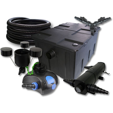 SUNSUN Filtro para 60000l Estanque 18W Clarificador 100W ECO Bomba 25m Manguera Skimmer jardin