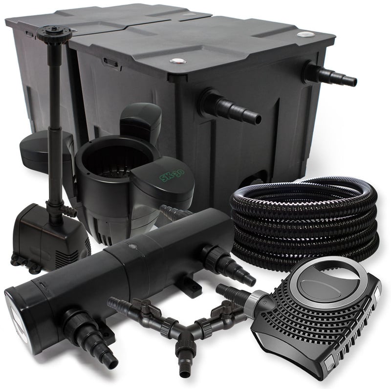 

Wiltec - SunSun Filtro Set 60000l Estanque 24W Clarificador NEO8000 70W Bomba 25m Tubo Skimmer Bomba Fuente