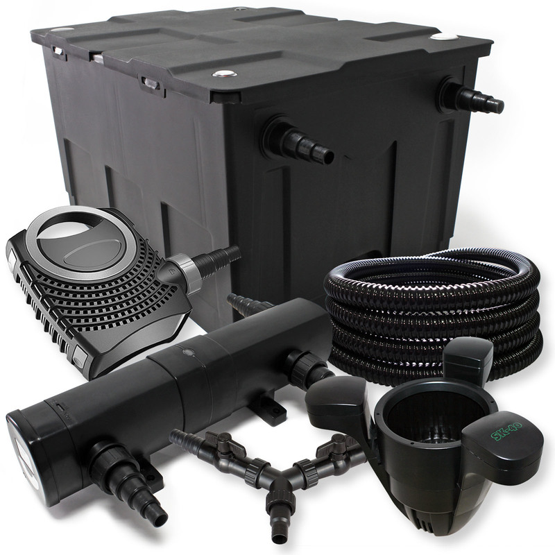 

SunSun Filtro Set 60000l Estanque 36W Clarificador NEO10000 80W Bomba 25m Tubo Skimmer SK40 jardin