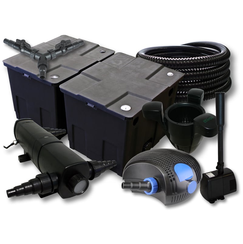 

Wiltec - SunSun Filtro Set 60000l Estanque con 24W Clarificador 100W ECO Bomba 25m Tubo Skimmer Bomba Fuente