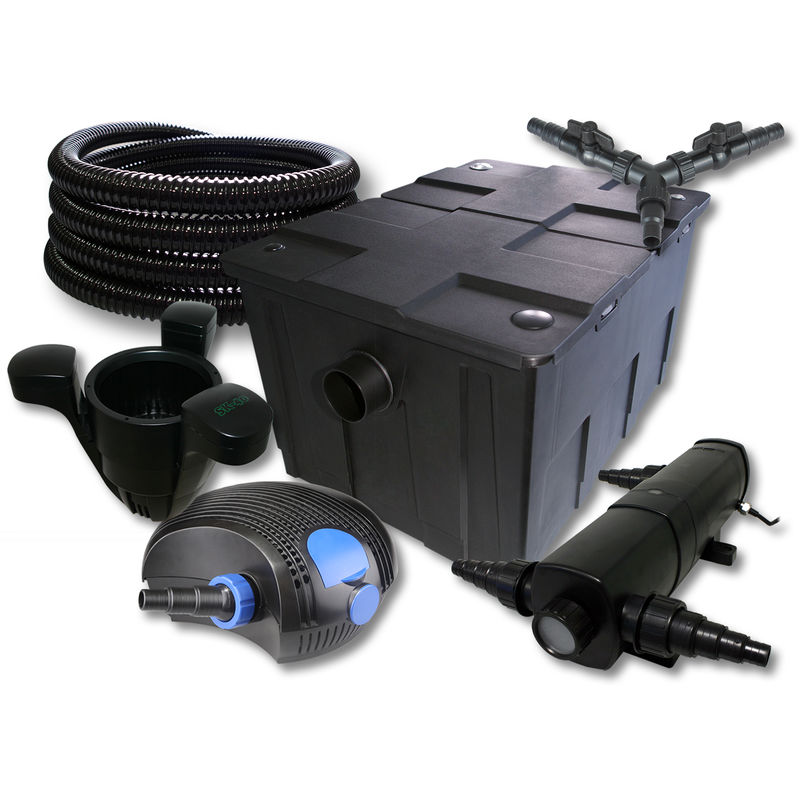 

Wiltec - SUNSUN filtro Set para 60000l Estanque 36W Clarificador 100W ECO Bomba Manguera Skimmer SK40 jardin