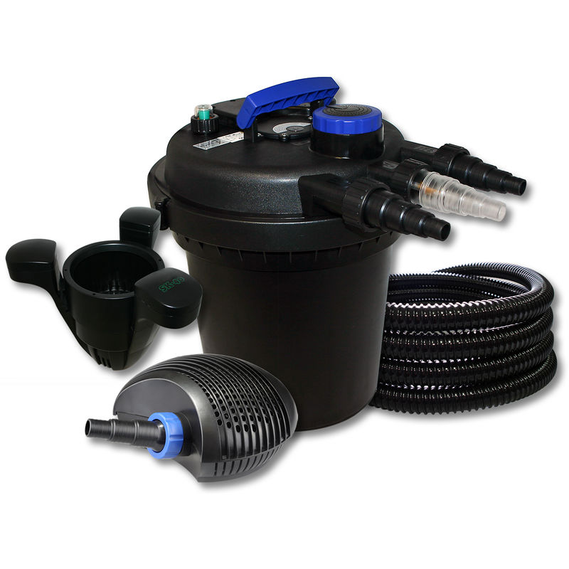 

SunSun Kit filtro presión estanque 10000L 11W UVC 40W ECO Bomba 25m tubo Skimmer SK40 jardin