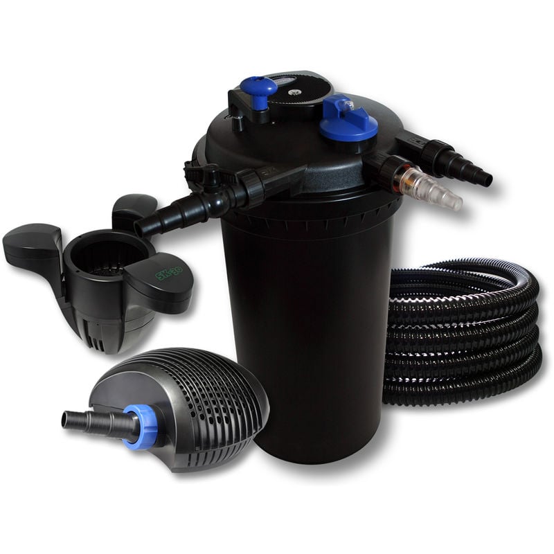 

Wiltec - SunSun Kit filtro presión estanque Clarificador 18 W UVC 40W Bomba 25m Manguera Skimmer SK30 jardin