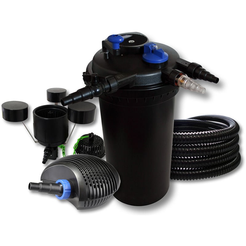 

Wiltec - SunSun Kit filtro presión estanque Clarificador 18W UVC 40W Bomba 25m tubo Skimmer CSP 250 jardin