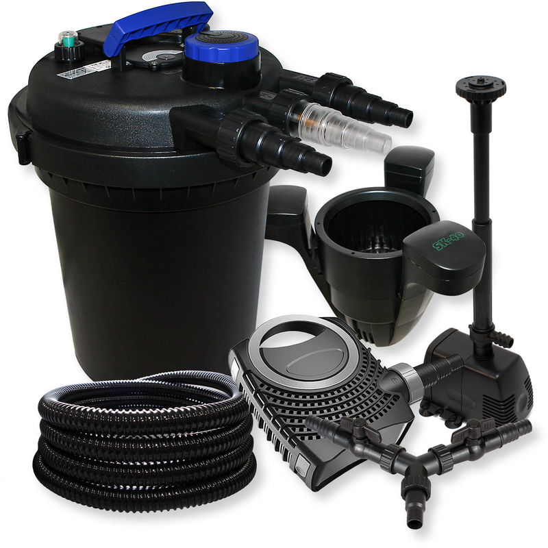 

Wiltec - SunSun Kit Filtro Presiòn 10000L 11W UVC neo8000 70W Bomba 25m Manguera Skimmer funete jardin