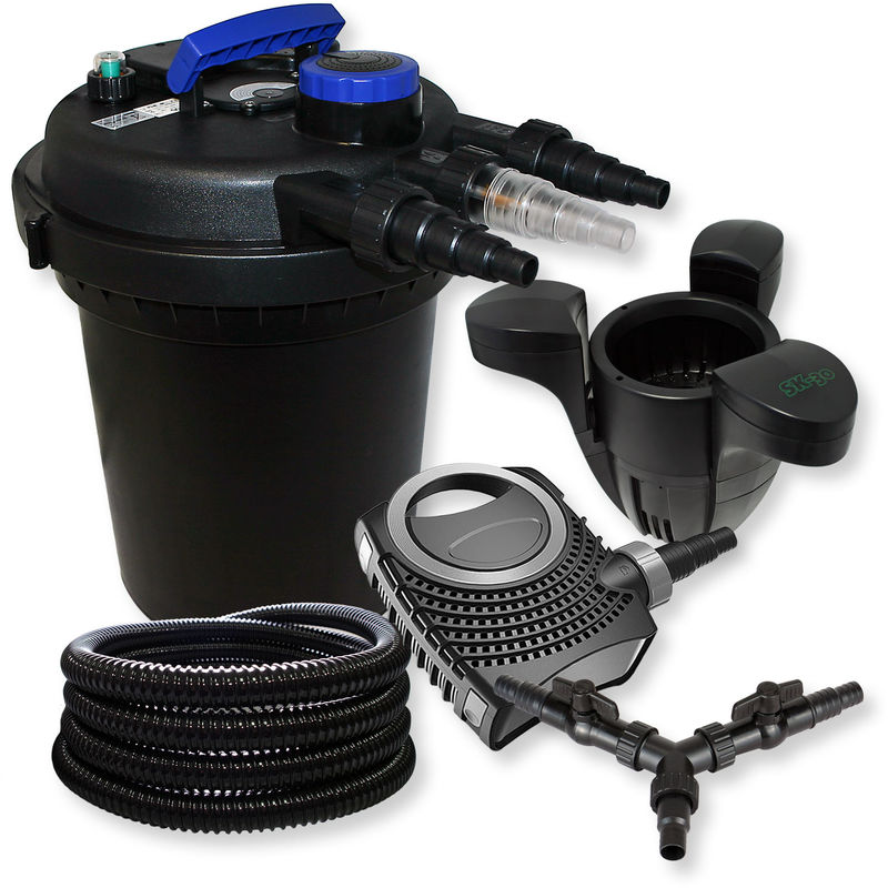 

Wiltec - SunSun Kit Filtro Presiòn 10000L 11W UVC neo8000 70W Bomba 25m tubo Skimmer SK30 jardin