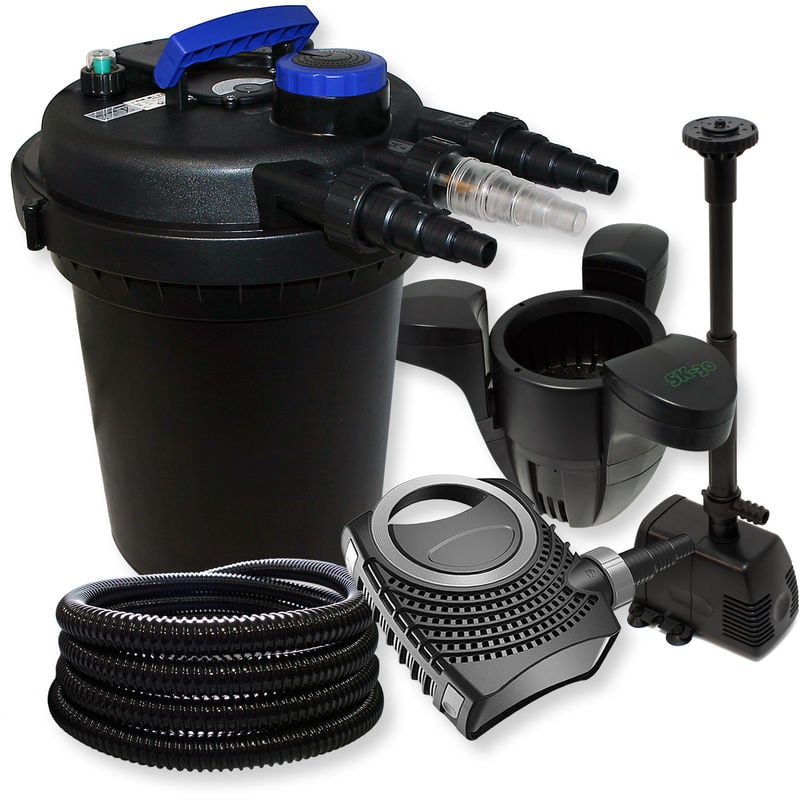 

Wiltec - SunSun Kit Filtro Presiòn 6000L 11W UVC neo8000 70W Bomba 25m Manguera Skimmer fuente jardin
