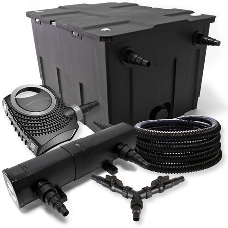 SunSun Juego de filtros 60000l Estanque 18W Clarificador neo10000 80W Bomba Manguera de 25m jardin