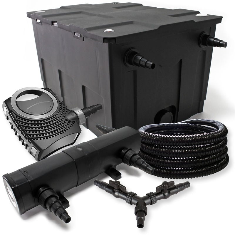 

Wiltec - SunSun Juego de filtros 60000l Estanque 24W Clarificador neo10000 80W Bomba Manguera de 25m jardin