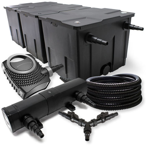 SunSun Juego de filtros 90000l Estanque 18W clarificador neo10000 80W Bomba Manguera de 25m