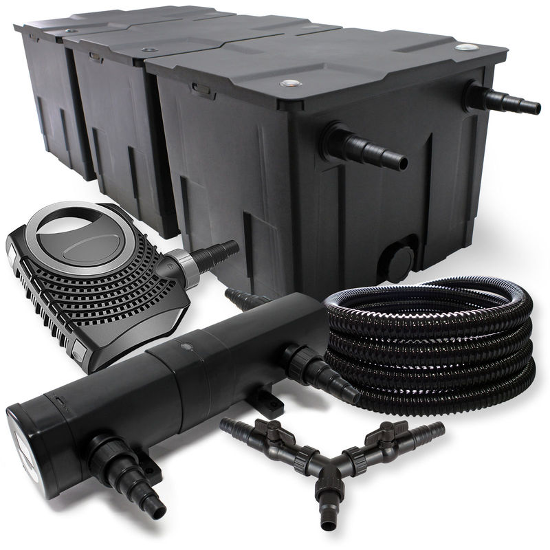 

Wiltec - SunSun Juego de filtros 90000l Estanque 24W clarificador neo10000 80W Bomba Manguera de 25m