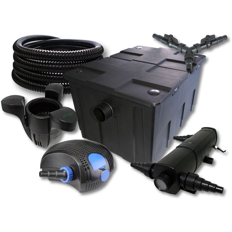 

Wiltec - SunSun Juego de filtros para 60000l Estanque 18W Clarificador 100W ECO Bomba 25m Manguera Skimmer SK30