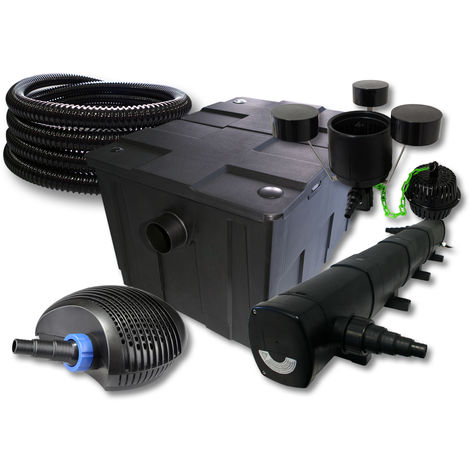 SUNSUN Juego de filtros para 60000l Estanque 72W Clarificador y 40W ECO Bomba 25m Manguera Skimmer