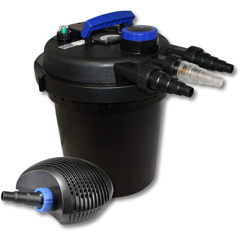 SunSun Kit de filtration de bassin à pression 10000l avec 11W UVC Stérilisateur et 20W éco Pompe