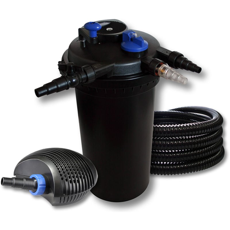 

Wiltec - SunSun Kit Filtrado estanque presión 30000L 18W UVC Clarificador 4W ajo consumo tipo bomba 25m tubo