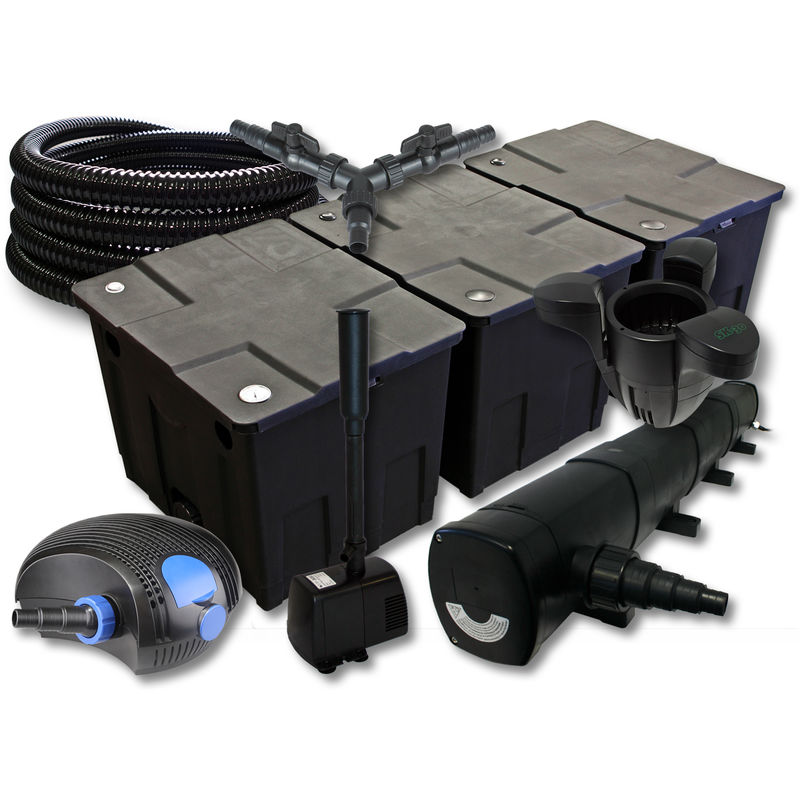 

Wiltec - SunSun Kit Filtro estanque 90000l 72W clarificador 100W bomba 25m tubo Skimmer fuente jardin