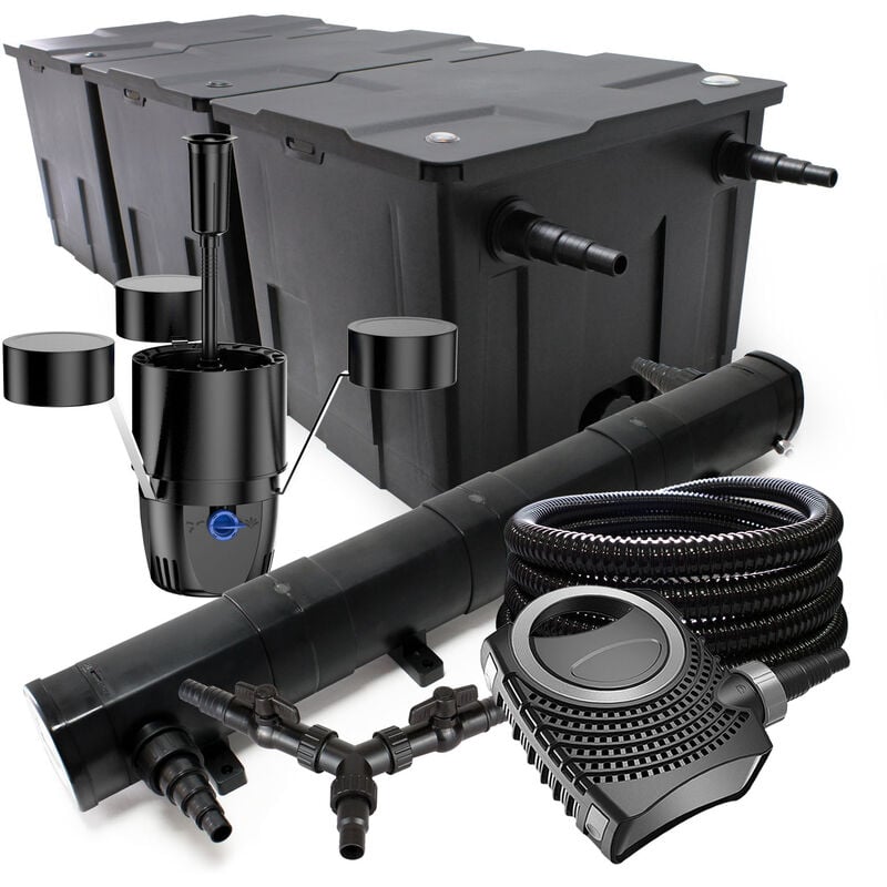 

Wiltec - SunSun Kit filtro estanque 90000l 72 W clarificador neo10000 80 W bomba 25 m tubo skimmer jardin