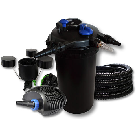 SunSun Kit filtro presión estanque Clarificador 18W UVC 40W Bomba 25m tubo Skimmer CSP 250 jardin