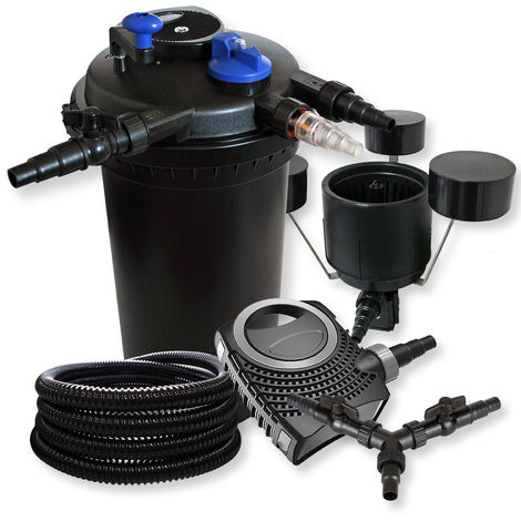 SunSun Kit filtro presión estanque Clarificador 18W UVC neo1 0000 Bomba tubo Skimmer CSP 250 jardin