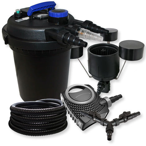SunSun Presión Pond Filter Set 10000l 11W UVC neo10000 80W Bomba 25m Tubo skimmer CSP-250 jardin