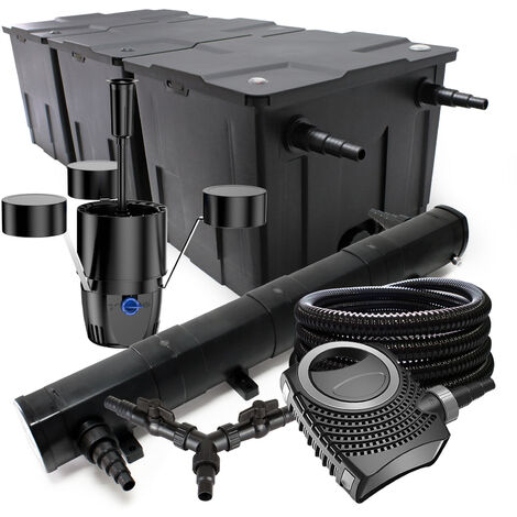 SunSun Set Filtro 90000l Chiarificatore laghetto 72W Pompa NEO10000 80W Tubo 25m Skimmer
