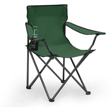 SUNULA 1er Set Campingstuhl Faltbar bis 100 kg Klappstuhl mit Getränkehalter und Tasche, Grün