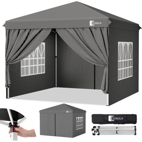 SUNULA 3×3 m Faltpavillon Gartenpavillon – Wasserdichtes Partyzelt mit 4 Seitenteilen für Garten & Outdoor,Grau