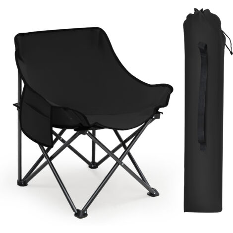 SUNULA Campingstuhl Faltbar Klappstuhl bis 100kg Angelstuhl Outdoorstuhl, Schwarz