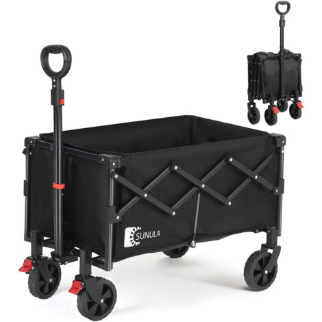 SUNULA Chariot pliable compact pour courses – 80 L – charge 100 kg – Noir