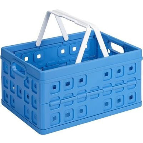 Sunware Klappbox Square 32 L blau/weiß Einkaufsbox Einkaufskorb mit Griffen