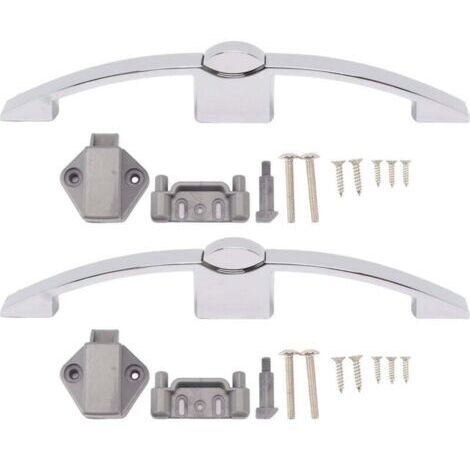 SUNXURY 2 jeux de loquets à boutons poussoirs pour armoire, serrure à bouton de placard avec poignée pour camping-car, bateau, espacement des trous de 160 mm (chrome)