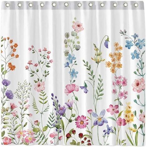 Sunxury – Duschvorhang mit Aquarellblumenmuster, 183 x 183 cm – Wasserdicht und leicht, aus Polyester – Maschinenwaschbar – Einfache Montage