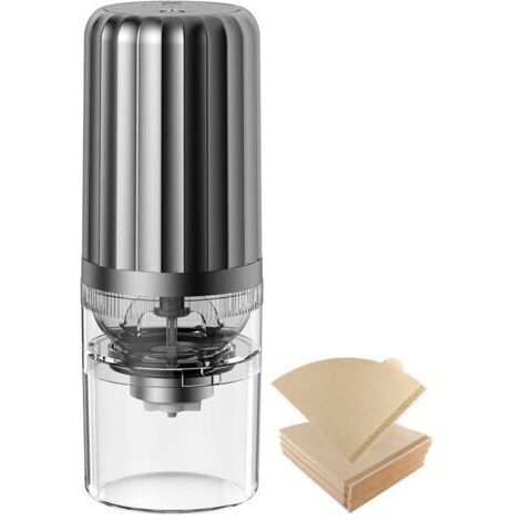 Sunxury – Konische elektrische Kaffeemühle – Keramikmahlwerk – Mehrere Mahlgradeinstellungen – USB-aufladbar – 100 Kaffeefilter inklusive
