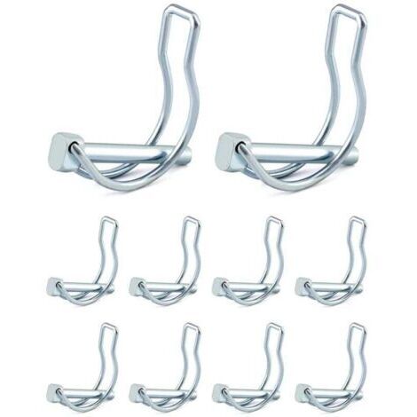 Sunxury – Lot de 10 goupilles de verrouillage forme D – Acier au carbone zingué – Longueur 45 mm – Pour attelage remorques et machines