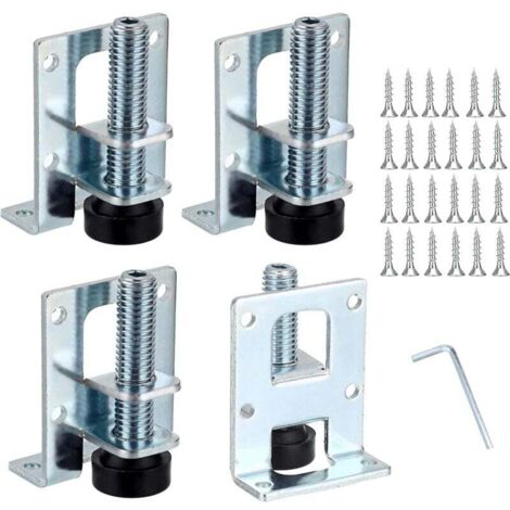 Sunxury – Lot de 4 pieds de nivellement réglables en métal – Hauteur 5,1 cm – Pour meubles sur sols inégaux – Installation facile avec vis fournies