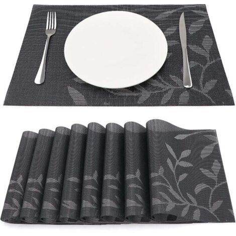 Sunxury – Lot de 8 sets de table vinyle résistant à la chaleur jusqu'à 80°C – Dimensions 45x30 cm – Faciles à nettoyer et à ranger
