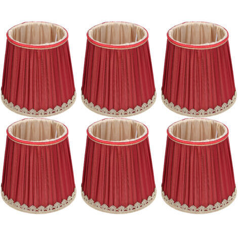 SUNXURY Petit abat-jour en tissu rouge vin bord doré, pour lustre de Table E14, applique murale