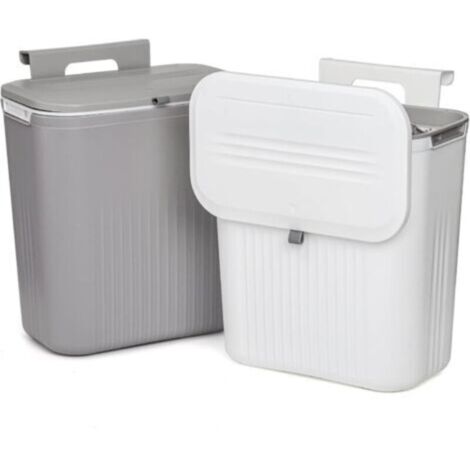 Sunxury – Poubelle sous évier 2 pièces – Poubelle suspendue avec couvercle – Capacité 9L – Plastique sans BPA, inodore – Installation murale ou sur comptoir