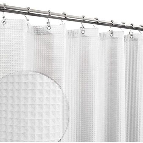 Sunxury – Rideau de douche en coton gaufré – Lavable en machine – 72 x 72 pouces – 12 œillets métalliques résistants à la rouille – Style spa
