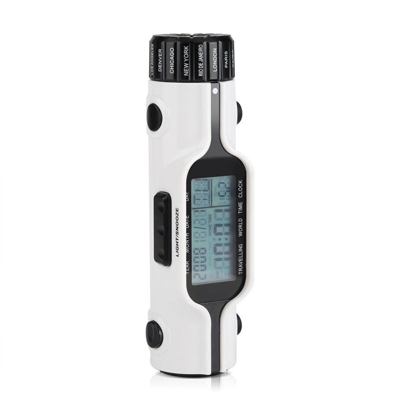 Sunxury - Torche led numérique de Voyage avec Heures de différentes Zones horaires, pour Les Voyages - avec thermomètre et écran rétroéclairé