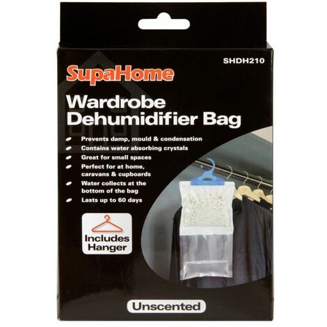 Pack of 12 Hanging Wardrobe Dehumidifier Bags 210g