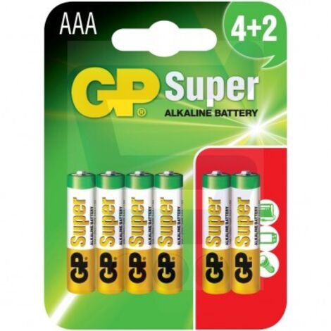 Super-Alkaline-Batterie AAA LR3 1,5 V, 6 Stück - GP24A-U6