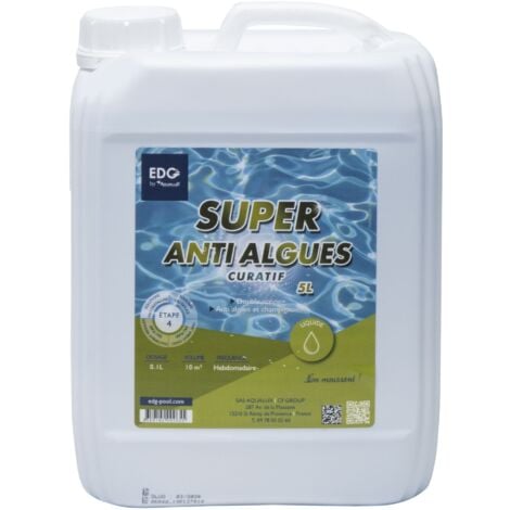 Super Anti Algues Piscine - Action Curative Anti Eau Verte Et Eau Trouble - Effet Algicide - Bidon 5 Litres - Edg By Aqualux