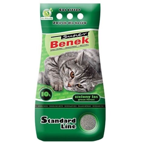 SUPER BENEK STANDARD Litière pour chat Grain de bentonite Forêt verte 10 l