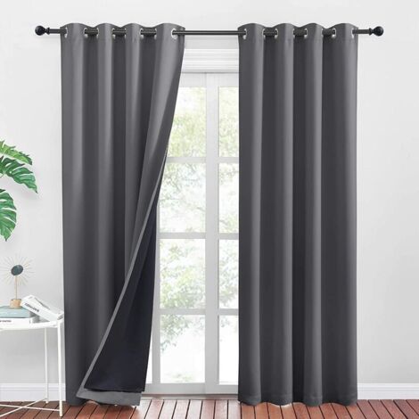 Super Blackout Curtains - Double Grommet Curtains Soundproof Heavy Fabric Luminous Block Thermal Insulated,52 63inch, Gray