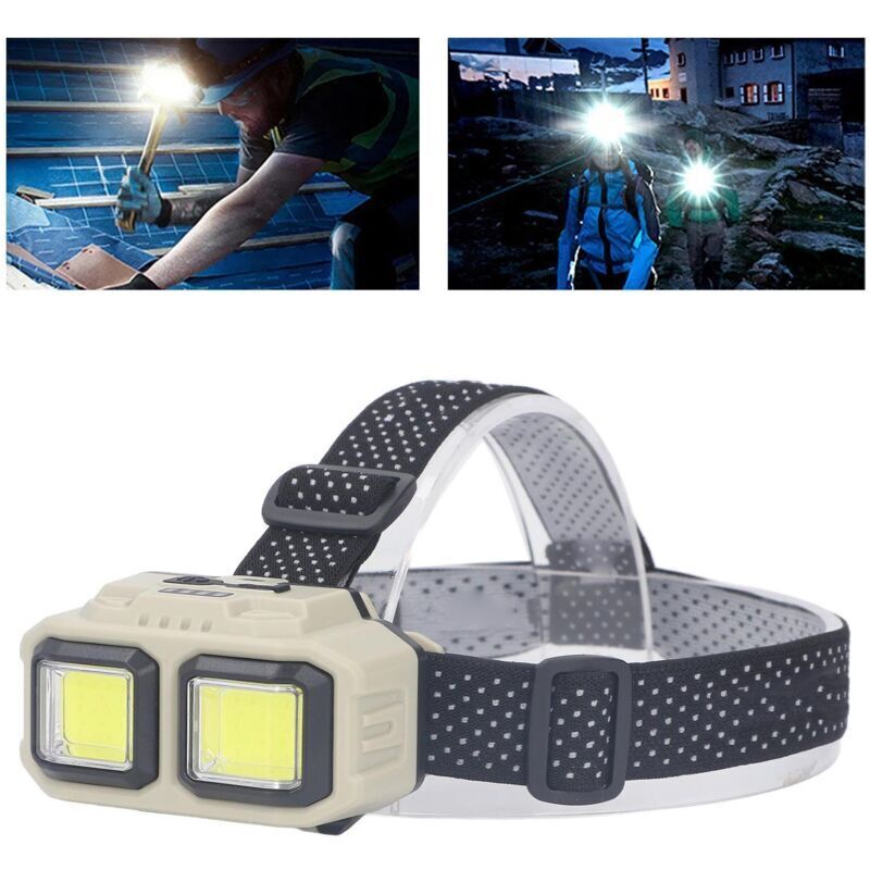 Super bright COB LED headlamp, USB rechargeable, lightweight, head-mounted, with motion sensor, battery level display, for outdoor hiking, fishing,