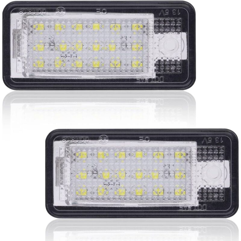 Super Bright led License Plate Bulb, 6000K Xenon White 18SMD, 2Pcs led License Plate Light for A/udi A3 S3 A4 S4 A6 S6 C6 A8 S8 Q7 RS4 RS6