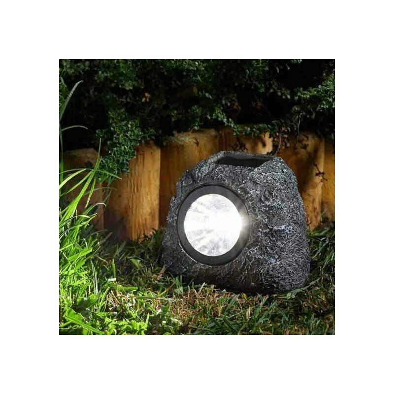 4 x Smart Garden Solar Granite Rock Spot Lights Super Bright 5L Stone Effect