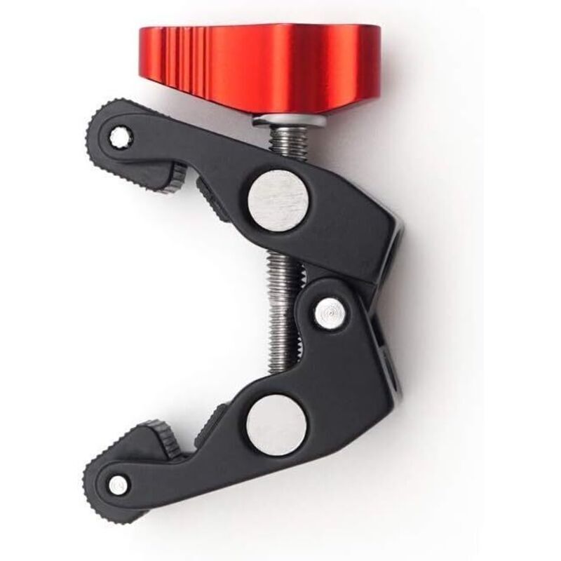 Super Clamp Pince avec Serrure Rouge , Crabe Pince Bras Magique Clamp avec Adapteur 1/4'' avec 3/8" Filetage Trou pour DSLR Caméscope trépied