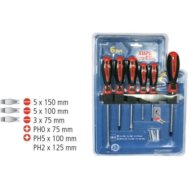 

SUPER-EGO SEH009300 - Set 6 destornilladores bimaterial